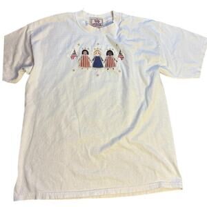 Cream blue and red Patriotic tee